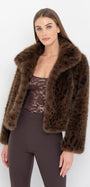 Generation Love LEXY LEOPARD FAUX FUR JACKET at Romi Boutique