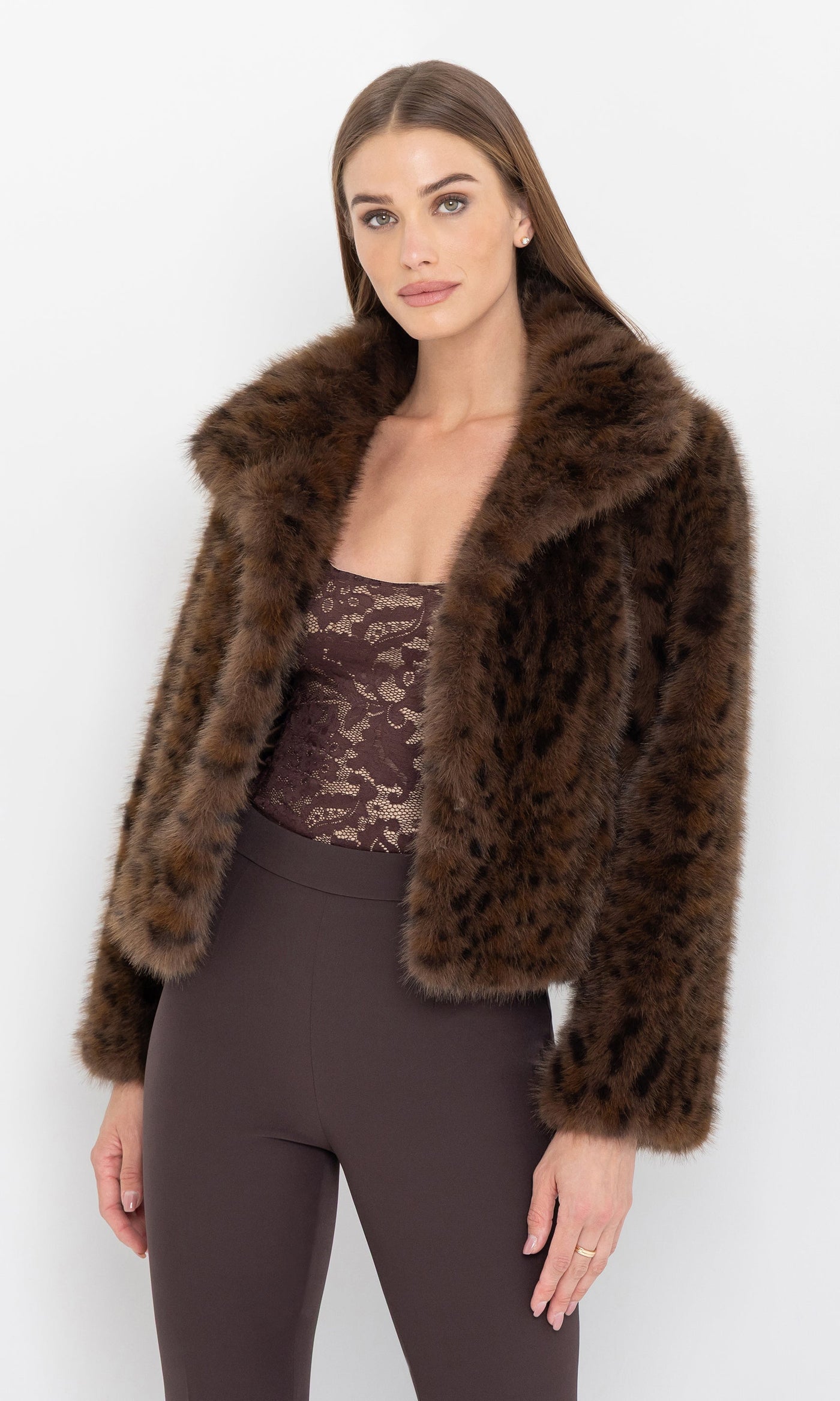 LEXY LEOPARD FAUX FUR JACKET IN  LEOPARD