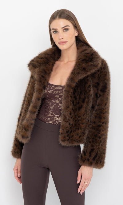 LEXY LEOPARD FAUX FUR JACKET IN  LEOPARD