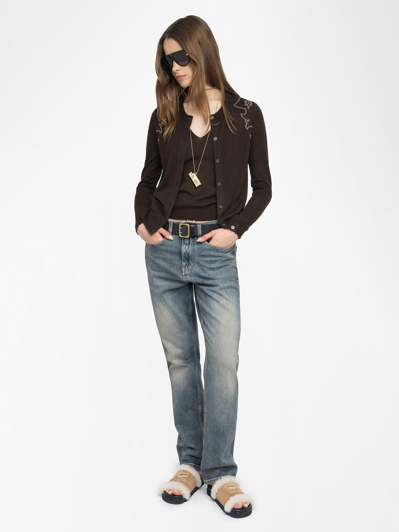 MISSYA CASHMERE CARDIGAN IN DARK CHOCOLATE