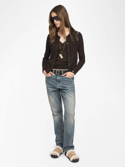 MISSYA CASHMERE CARDIGAN IN DARK CHOCOLATE