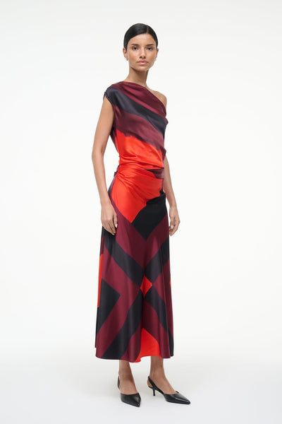 PHARE SILK DRESS IN RUBY PRISM