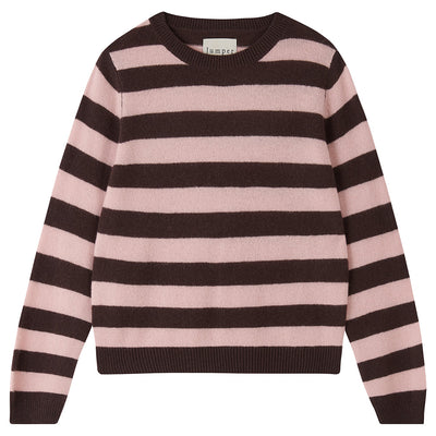 STRIPE CREW IN DARK BROWN/PALE PINK