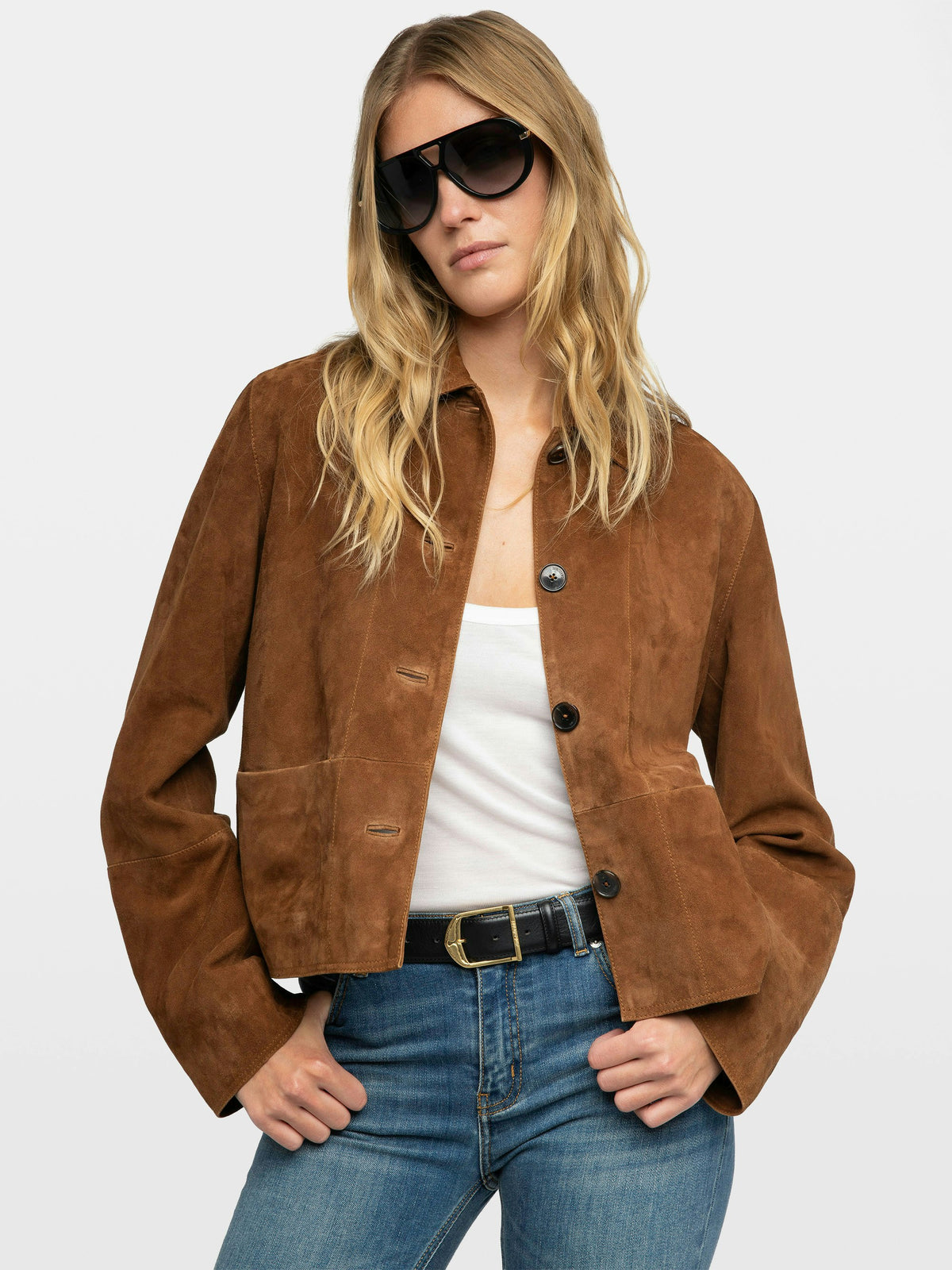 Zadig & Voltaire LESSA CROPPED SUEDE JACKET at Romi Boutique