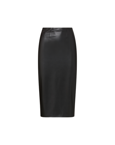 HOLMES MIDI PENCIL SKIRT IN BLACK VEGAN LEATHER