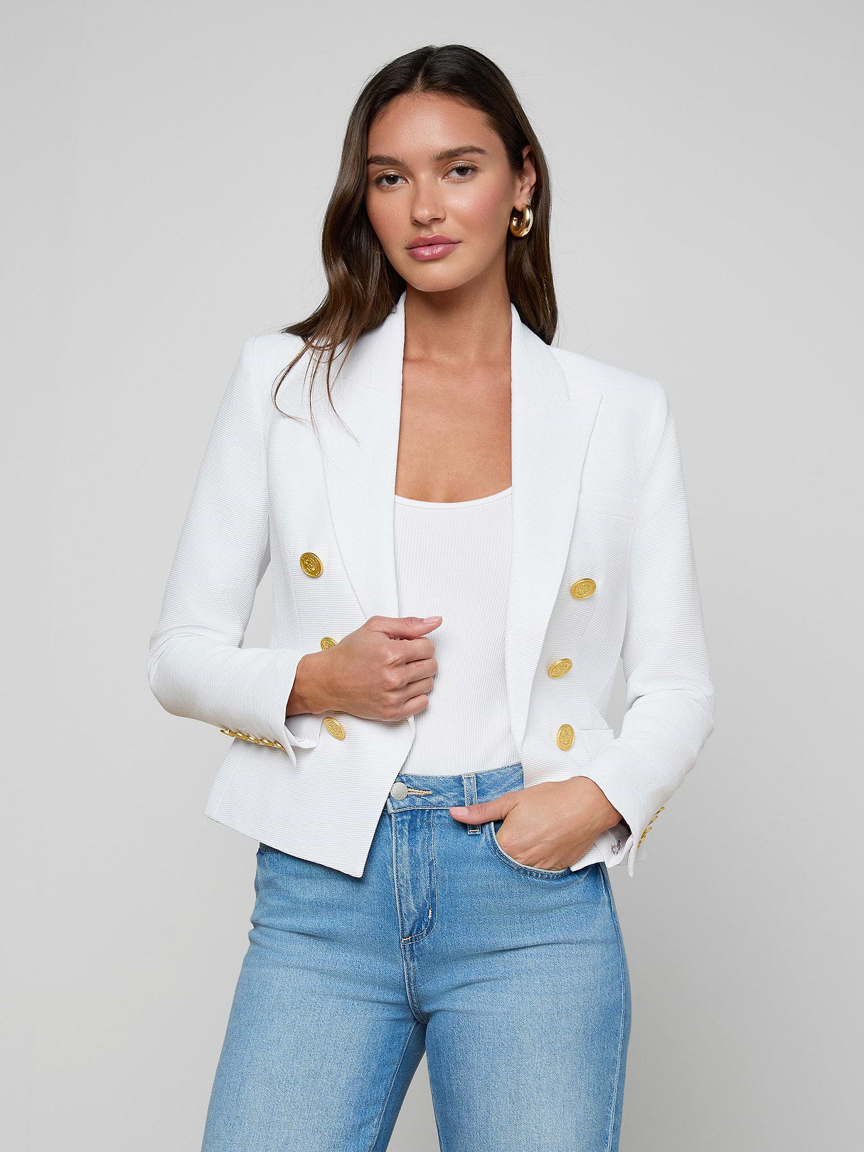 L'Agence BROOKE OPEN-FRONT BLAZER at Romi Boutique