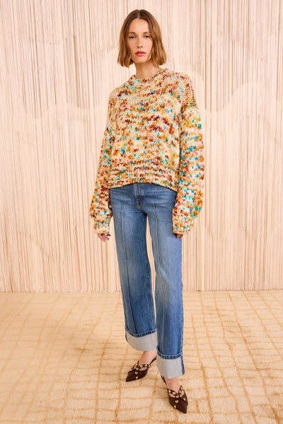 MAUDE MULTICOLOR KNIT PULLOVER IN OPAL