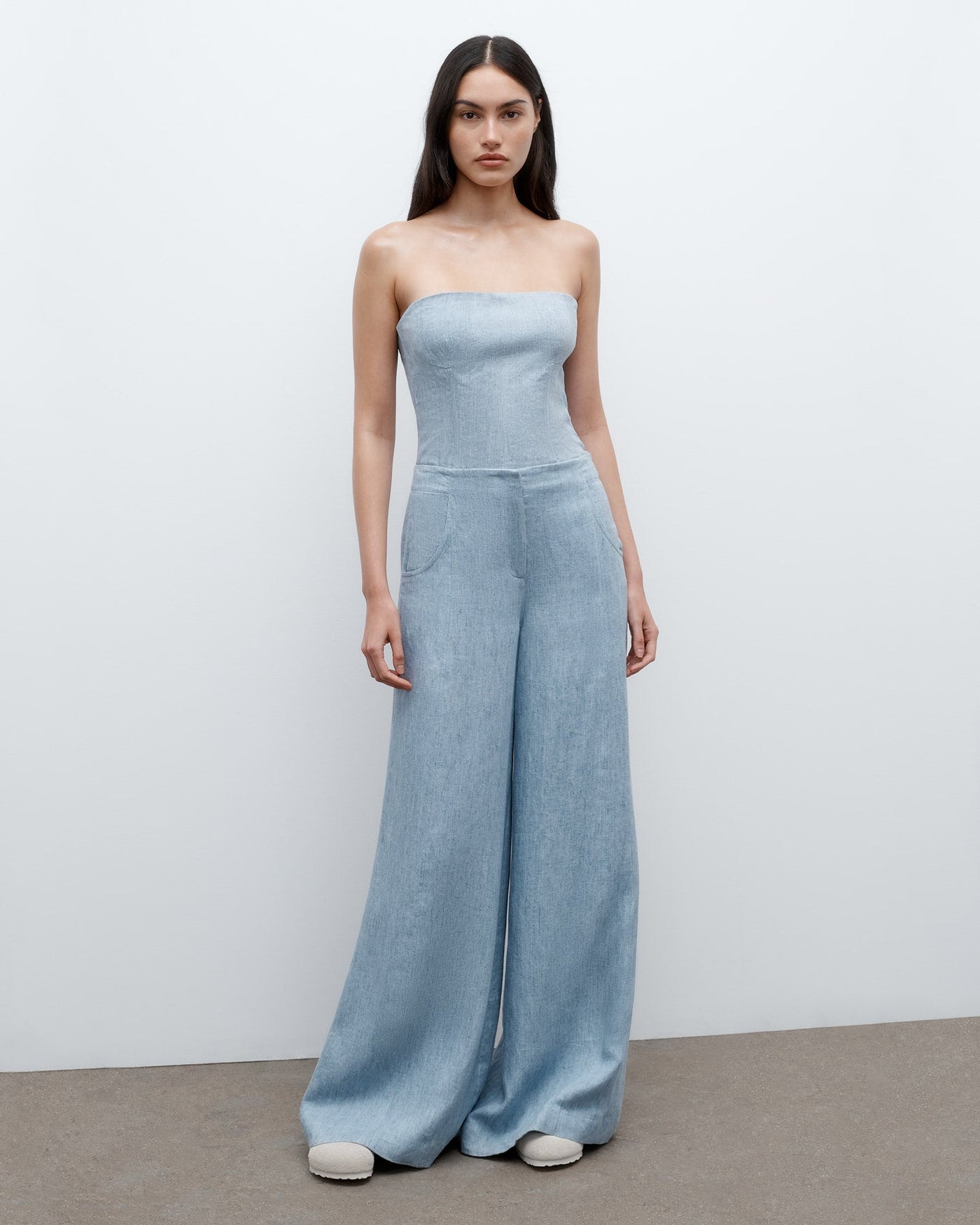 JILLIAN BUSTIER TOP IN LIGHT INDIGO