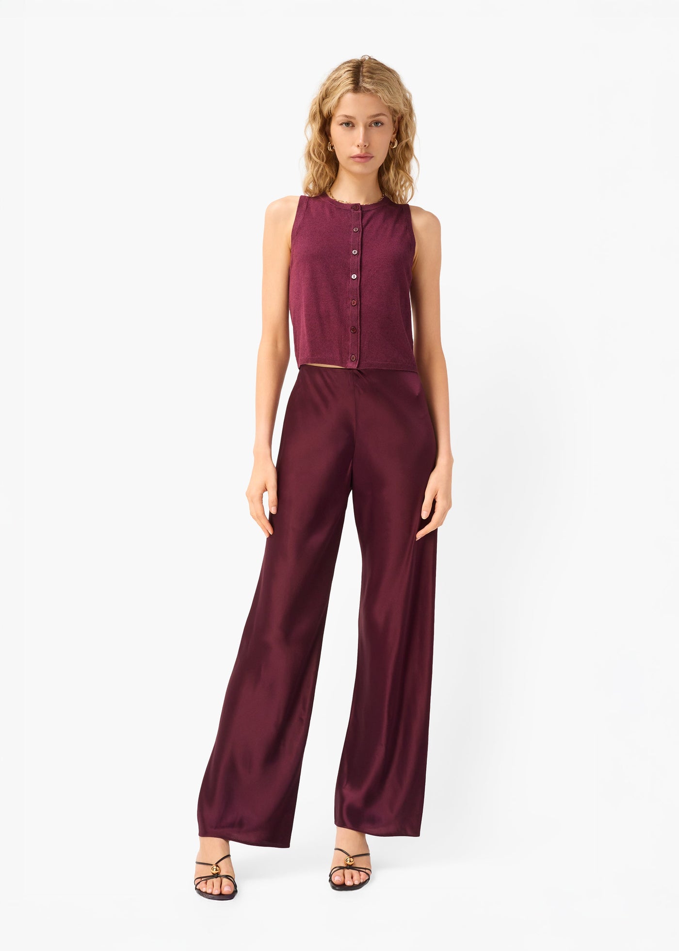 DIA SILK CASHMERE SWEATER VEST IN BLACKBERRY