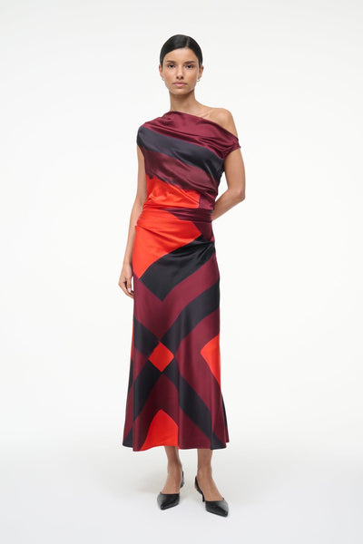PHARE SILK DRESS IN RUBY PRISM