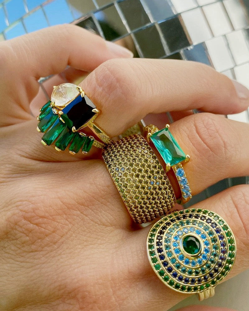 Native Gem Utopia Ring in Aqua Moss at Romi Boutique
