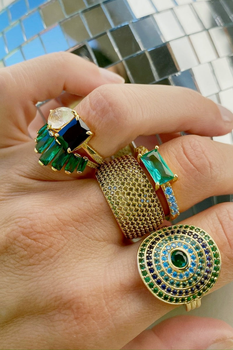 Native Gem Utopia Ring in Aqua Moss at Romi Boutique