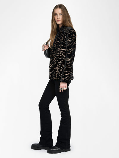 VAVY SEQUIN VELVET BLAZER TIGER IN BLACK