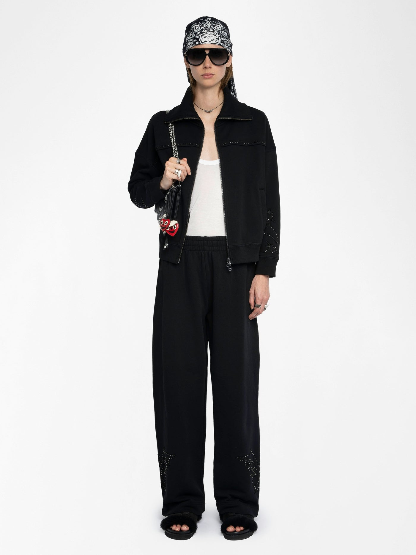MILLY ZIP UP SWEATSHIRT IN BLACK
