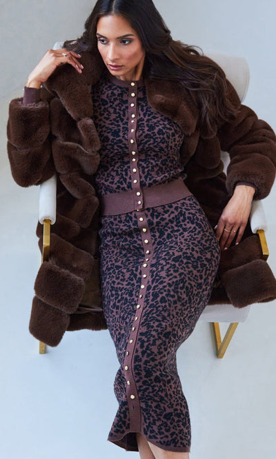 CHRISTIE FAUX FUR COAT IN HAZELNUT