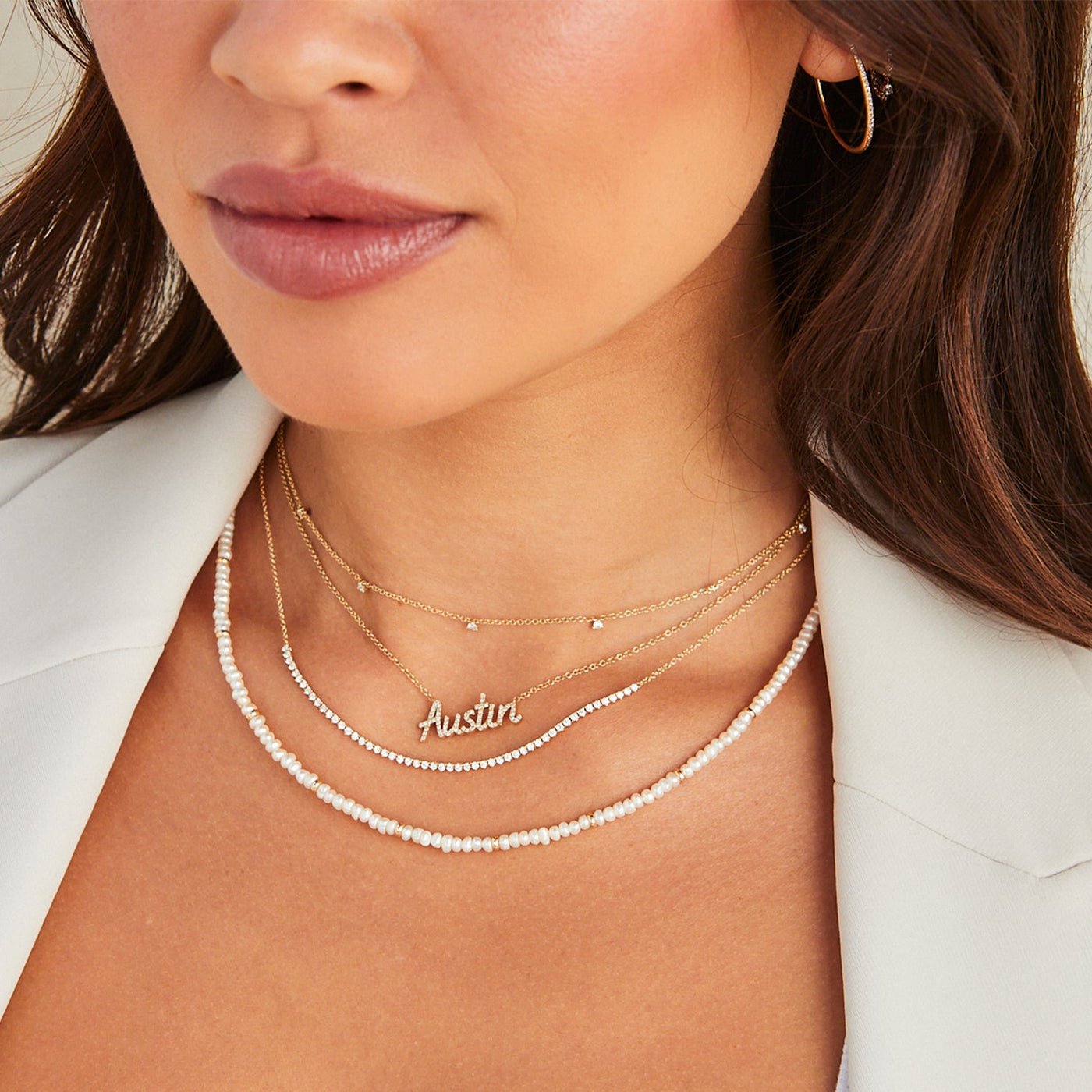 DIAMOND SEGMENT NECKLACE IN 14K YELLOW GOLD