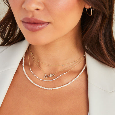 DIAMOND SEGMENT NECKLACE IN 14K YELLOW GOLD