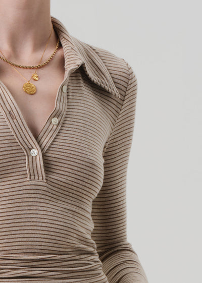 SHAEA POLO IN CHILTERN OATMEAL STRIPE