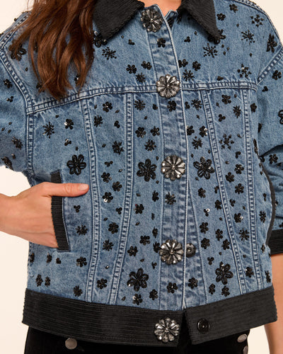 ROBIN EMBELLISHED JEAN JACKET IN BEADED DENIM - Romi Boutique