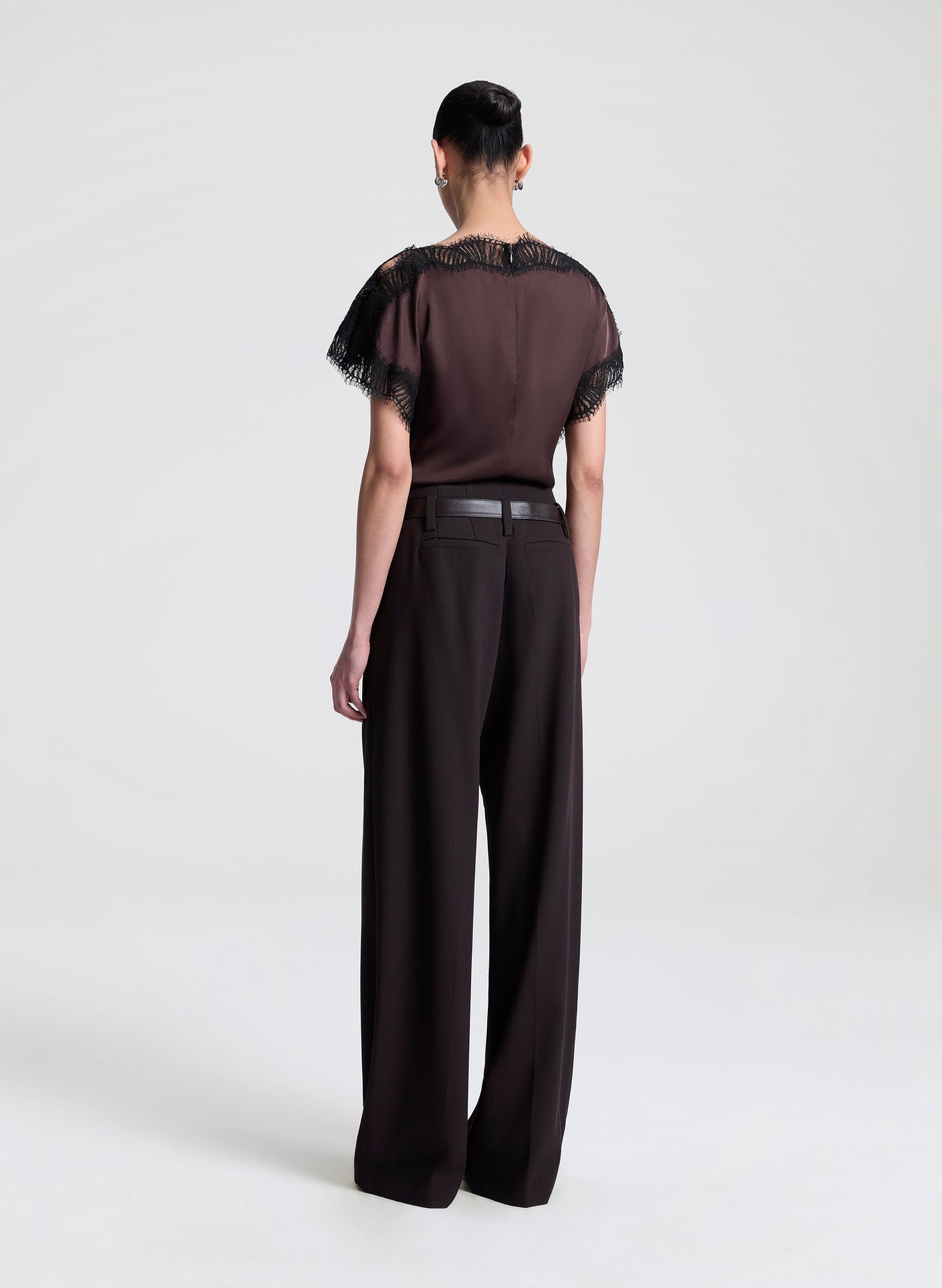 LUNA SATIN TOP IN COCOA/BLACK
