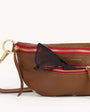 Hammitt CHARLES CROSSBODY MED IN MAHOGANY PEBBLE/BRUSHED GOLD RED ZIP at Romi Boutique