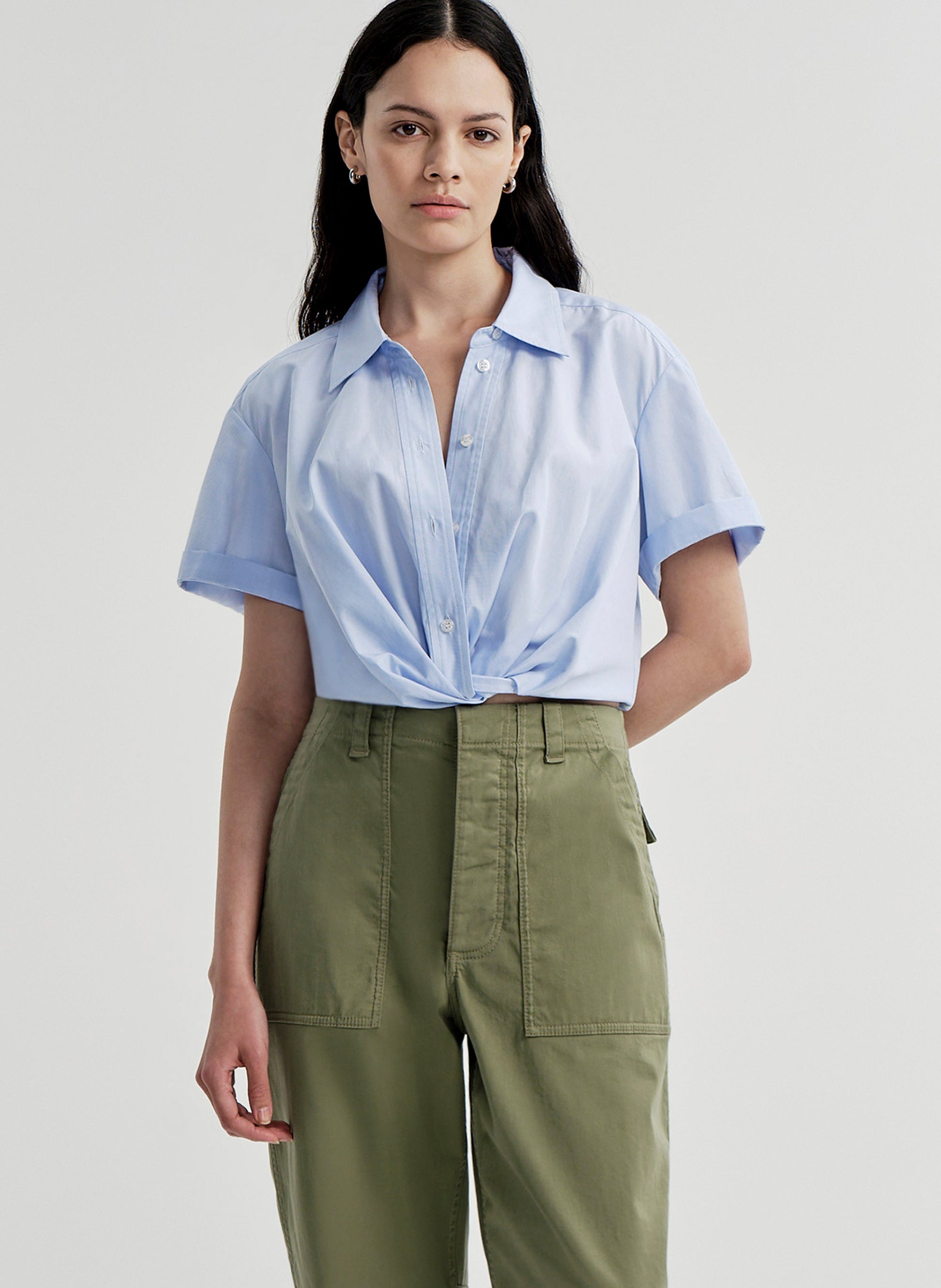 Lily Short Sleeve Cropped Cotton Shirt
