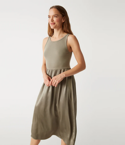 BRIDGETTE MEDIA TANK MIDI DRESS IN OLIVE - Romi Boutique