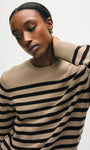 White & Warren CASHMERE STRIPED CREWNECK at Romi Boutique