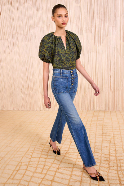 TALIE SILK SHORT SLEEVE BLOUSE IN DESERT JASPER