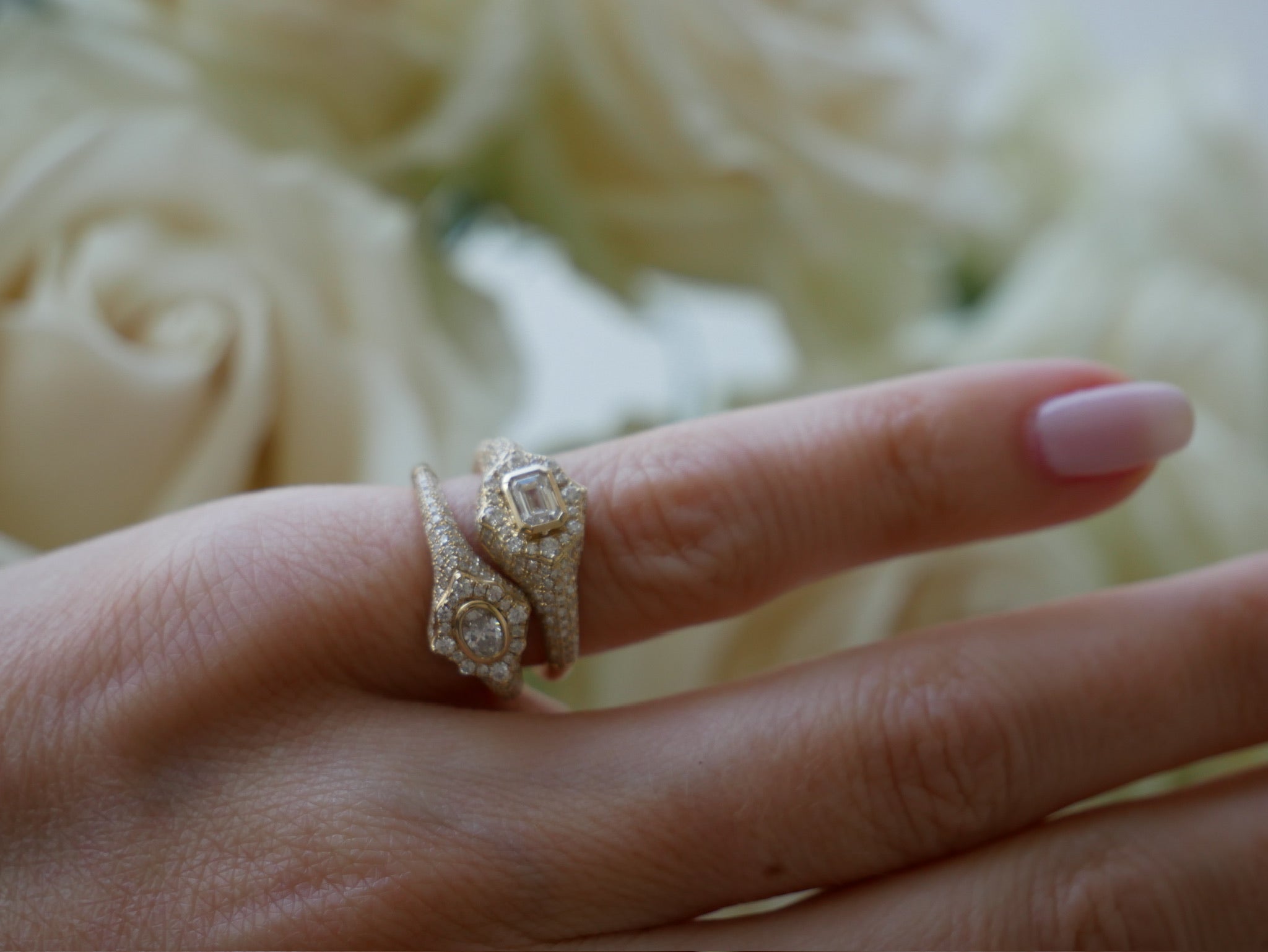 Oval Diamond Daphne Signet Ring