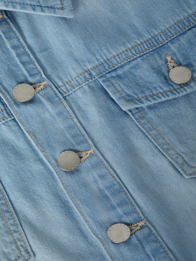 KODA CROPPED CHAMBRAY JACKET IN DAKOTA - Romi Boutique