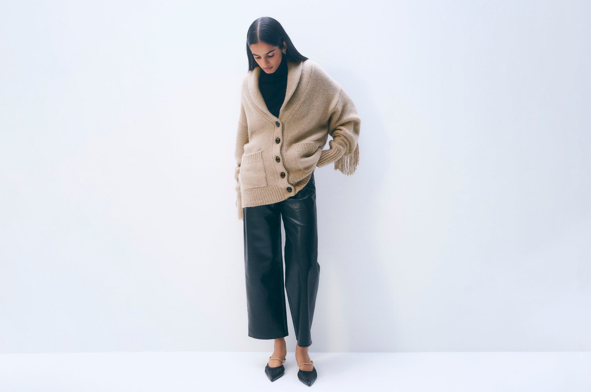 CASHMERE BLEND LUXE FRINGE COATIGAN
