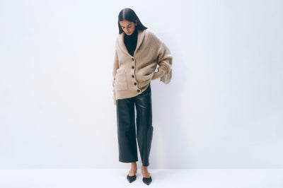 CASHMERE BLEND LUXE FRINGE COATIGAN IN MISTY BROWN HEATHER