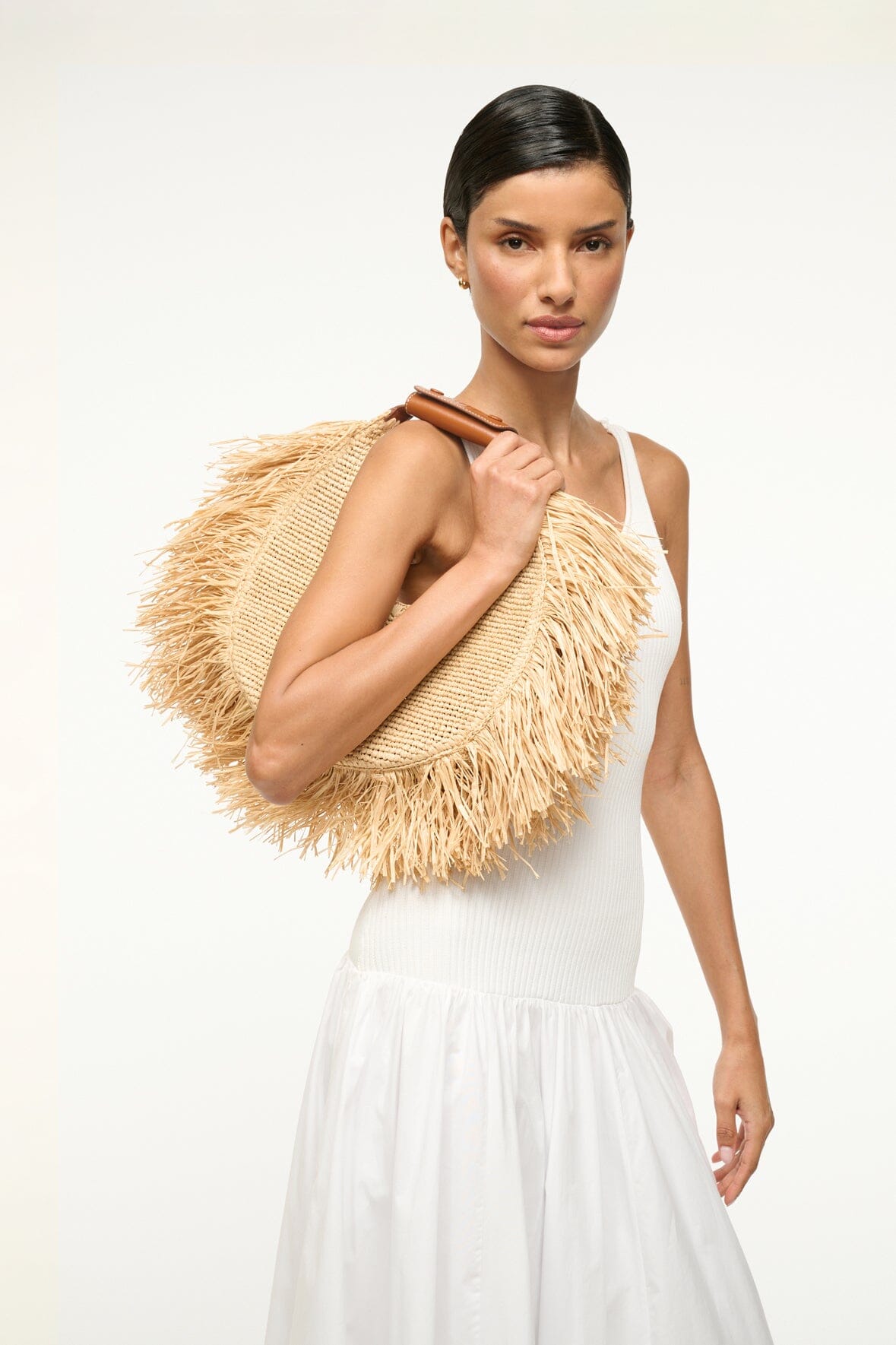 MOON RAFFIA TOTE BAG IN NATURAL RAFFIA - Romi Boutique