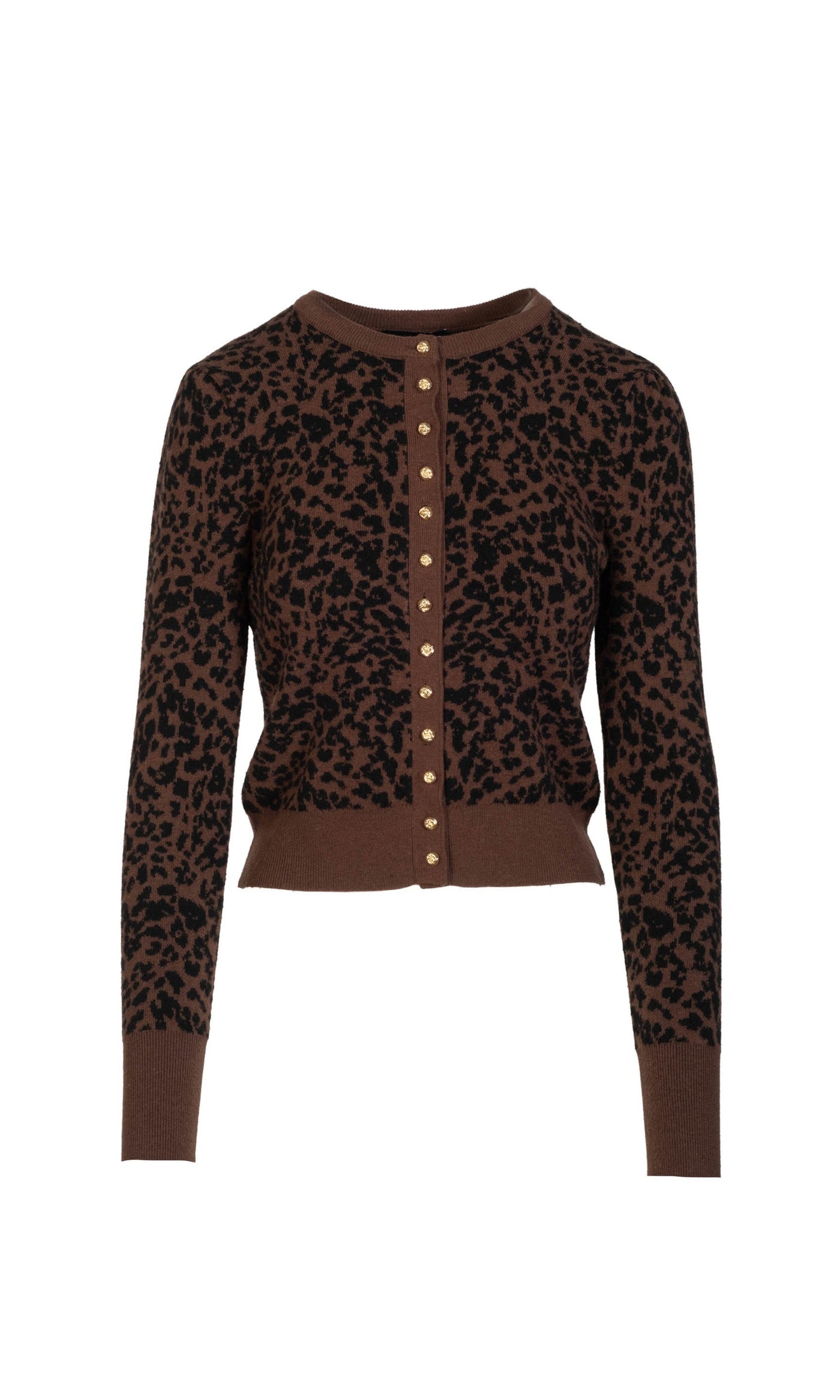 TULUM JACQUARD CARDIGAN IN BROWN/BLACK