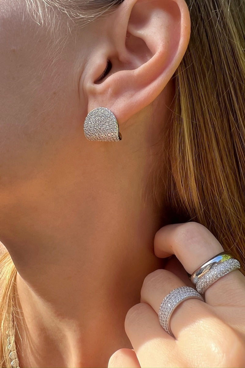 Silver Arc Stud Earrings