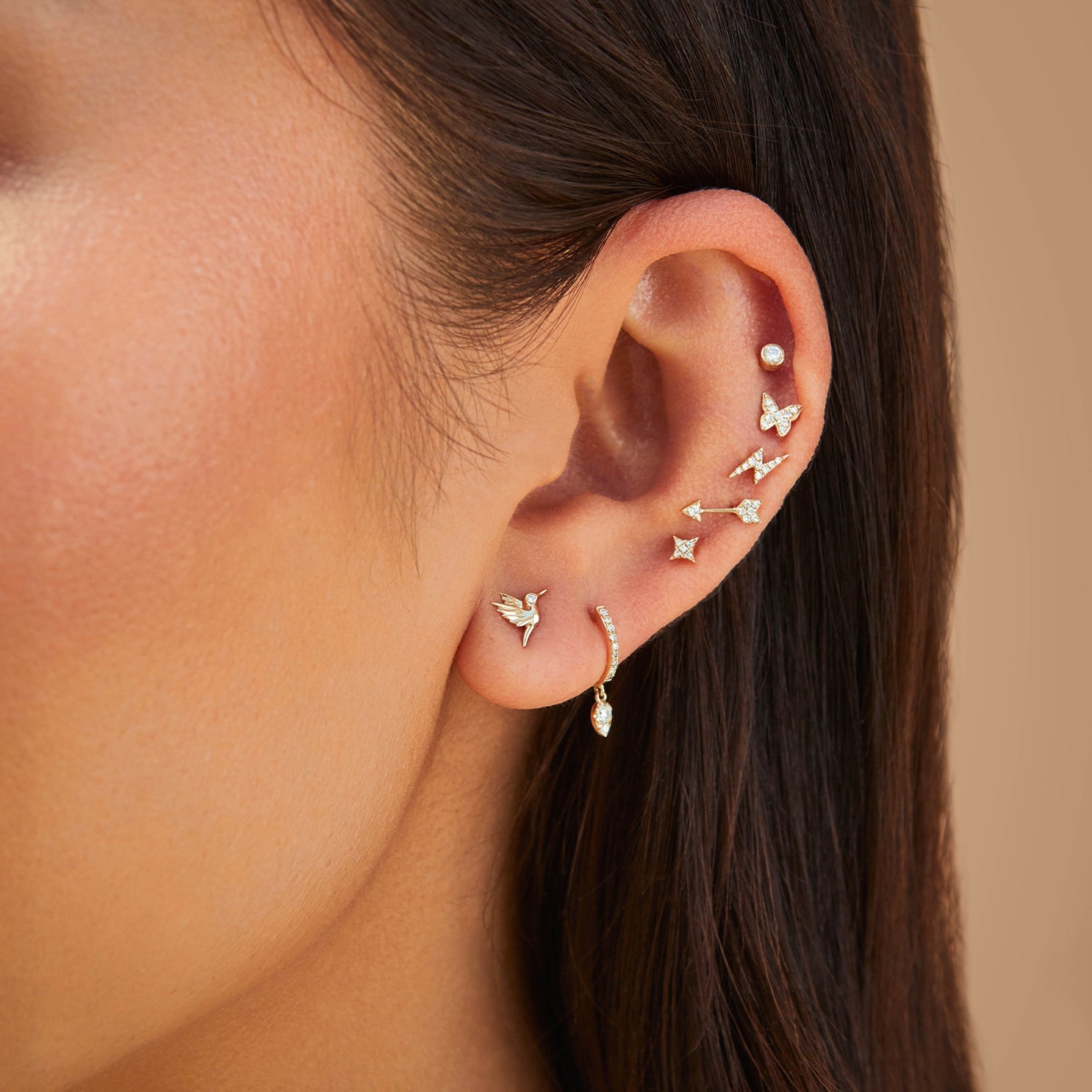 EF Collection Diamond Baby Butterfly Stud Earrings at Romi Boutique