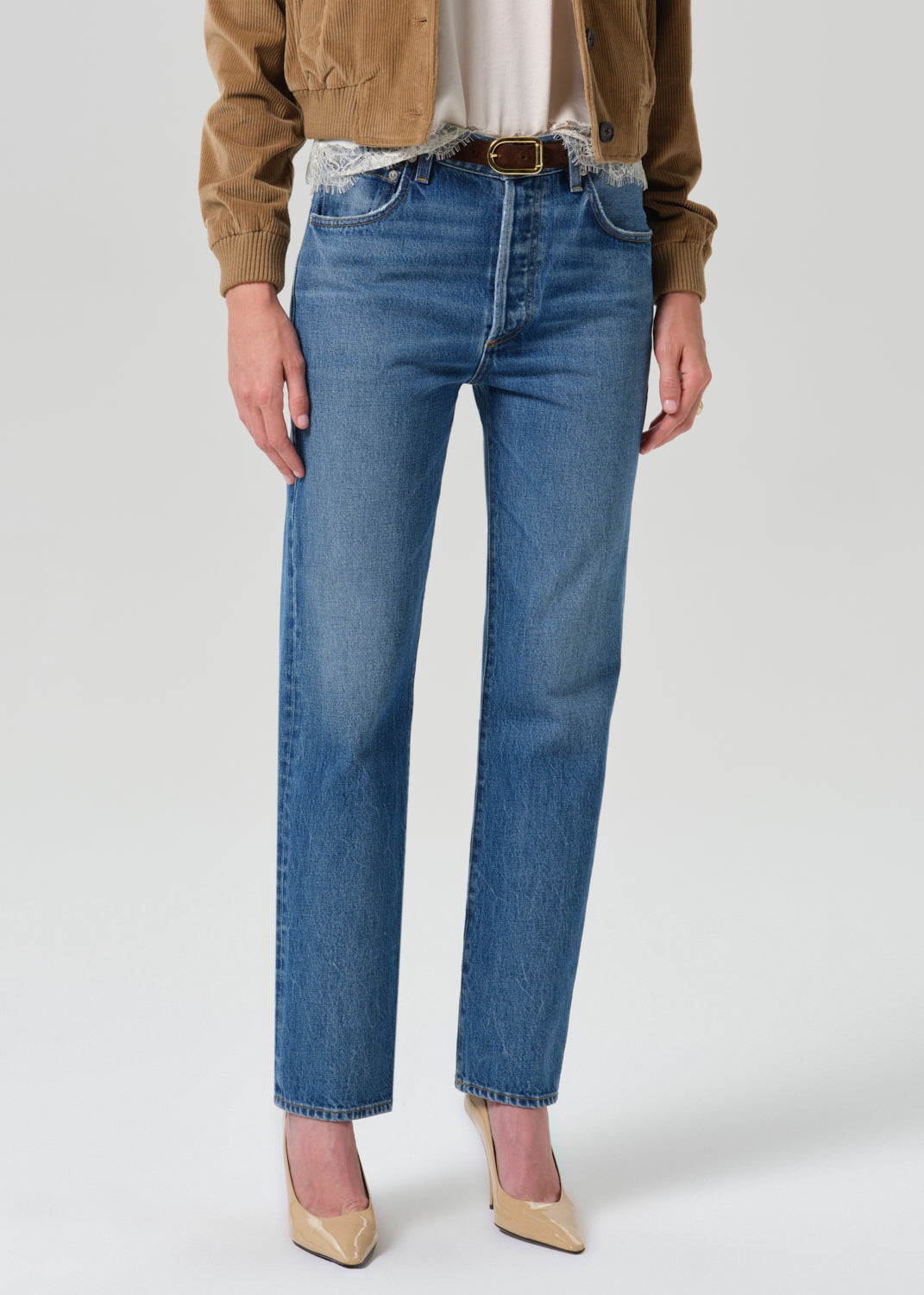 90s French High Rise Straight Jean