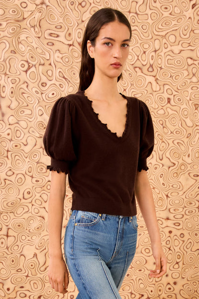 POLLINE SHORT SLEEVE TOP IN WENGE