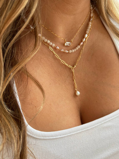 LEIGHTON CZ GOLD FILLED PENDANT NECKLACE IN GOLD