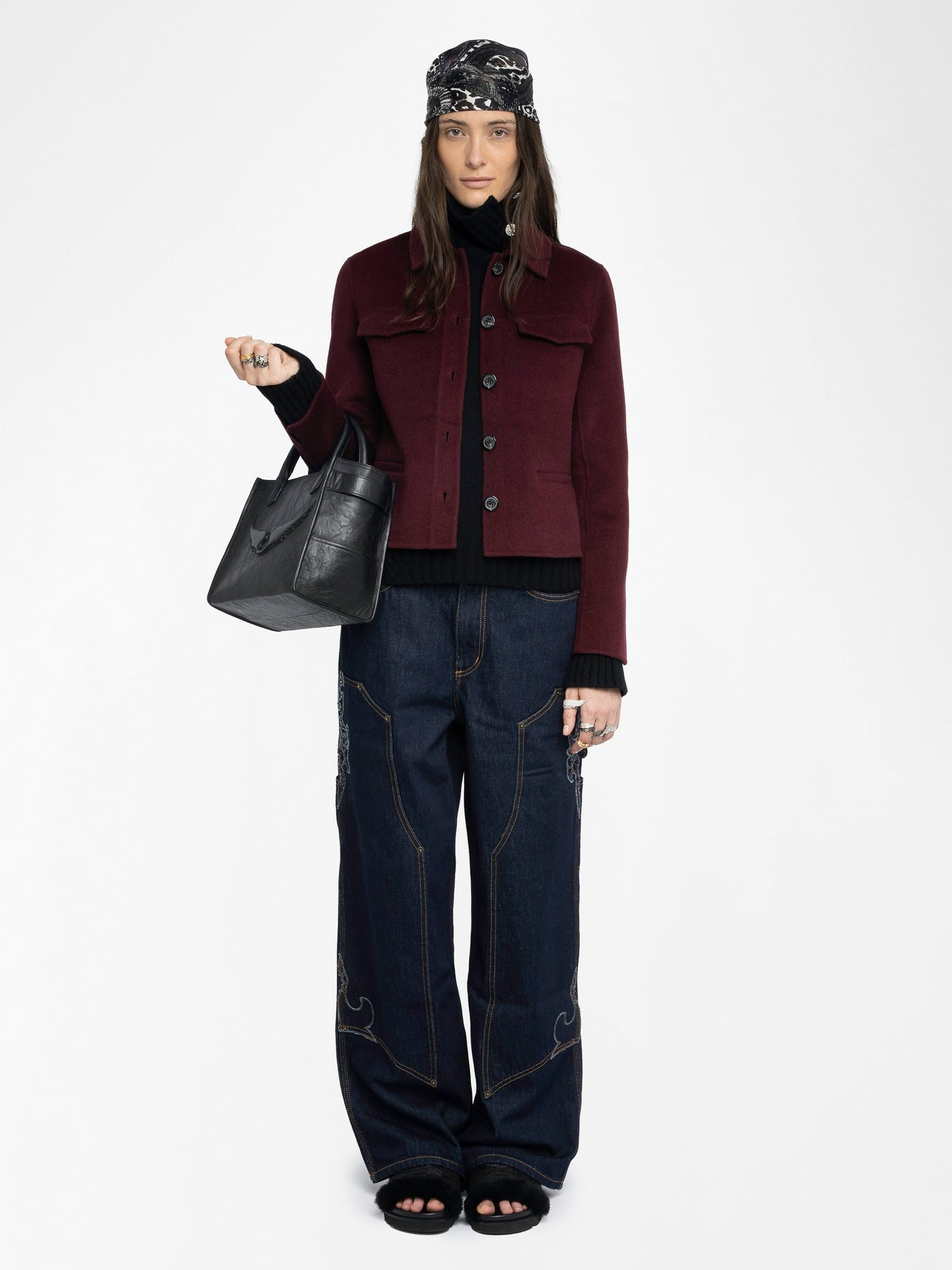 LIAM WOOL JACKET IN BURGUNDY