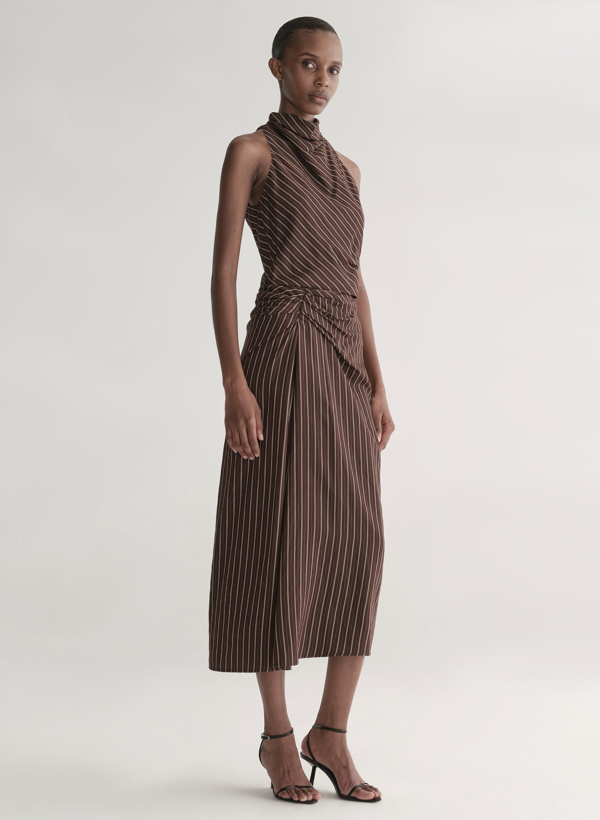 A.L.C Jean Striped Midi Skirt at Romi Boutique