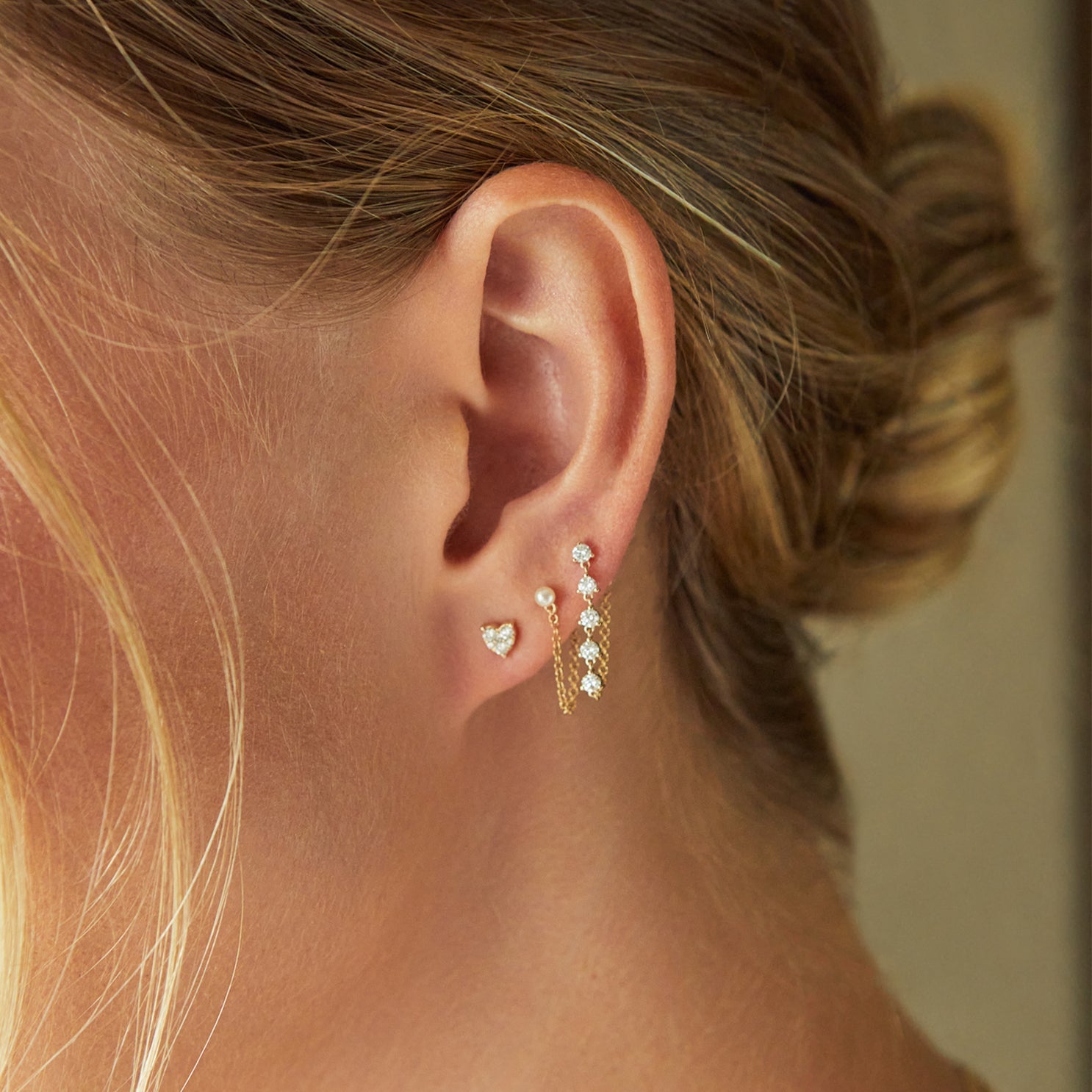 EF Collection Full Cut Diamond Mini Heart Stud Earrings at Romi Boutique