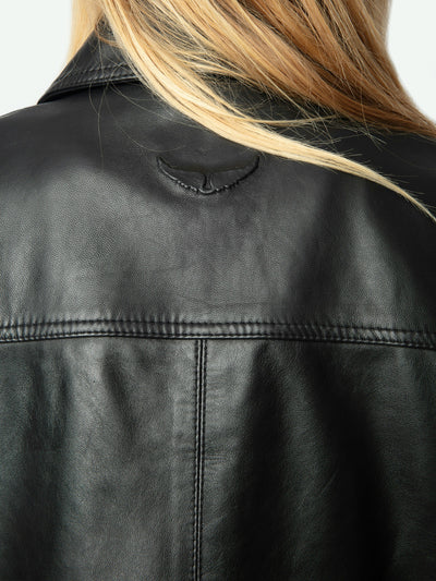 LISTON CROPPED BLACK LEATHER JACKET