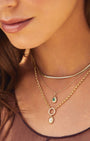 EF Collection FLUTED PEAR EMERALD NECKLACE IN 14K YELLOW GOLD at Romi Boutique