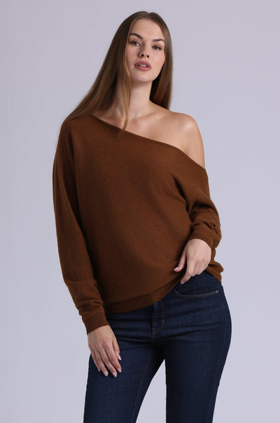CASHMERE OFF THE SHOULDER TOP IN FOXTAIL