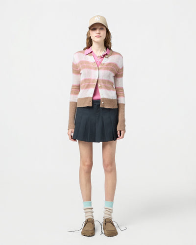 SHADOW PLAID CARDIGAN IN TAUPE COMBO