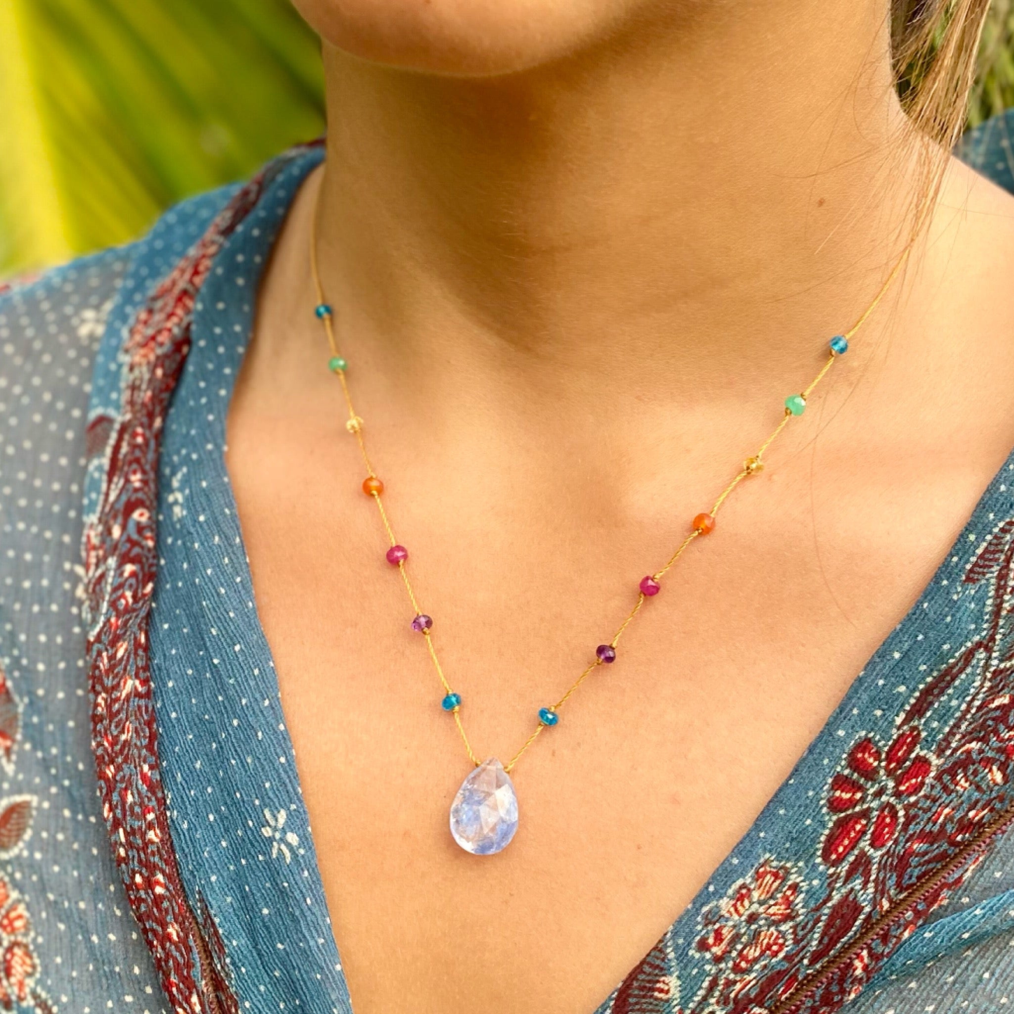 Amalia DUMORTIERITE IN RAINBOW DROP at Romi Boutique