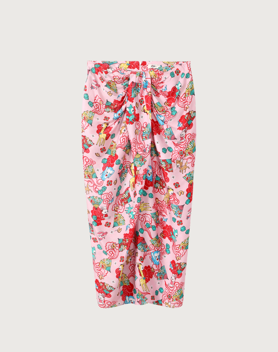 LUNA TIE FRONT SKIRT IN LUCKY ME