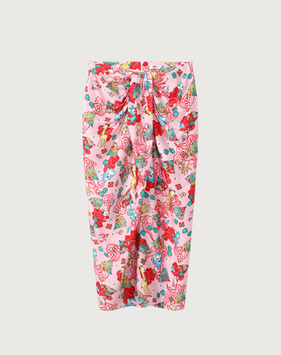 LUNA TIE FRONT SKIRT IN LUCKY ME